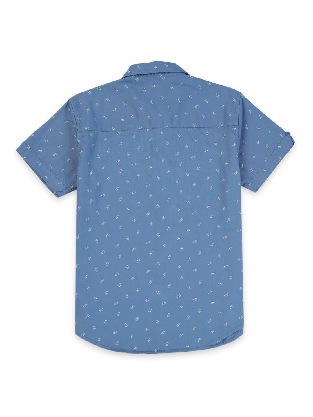 Boys Blue Printed Cotton Shirt