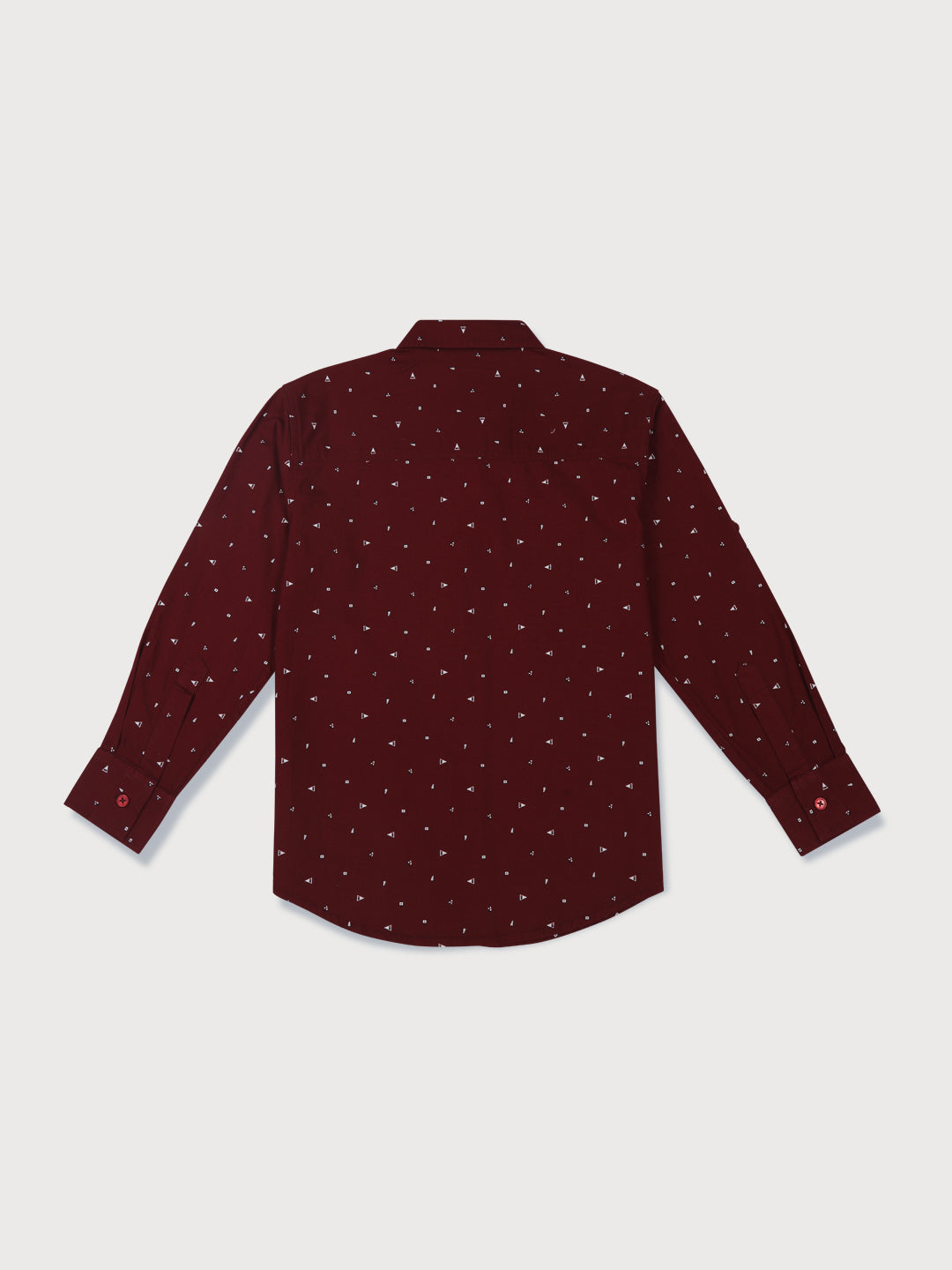 Boys Maroon Printed Cotton Shirt