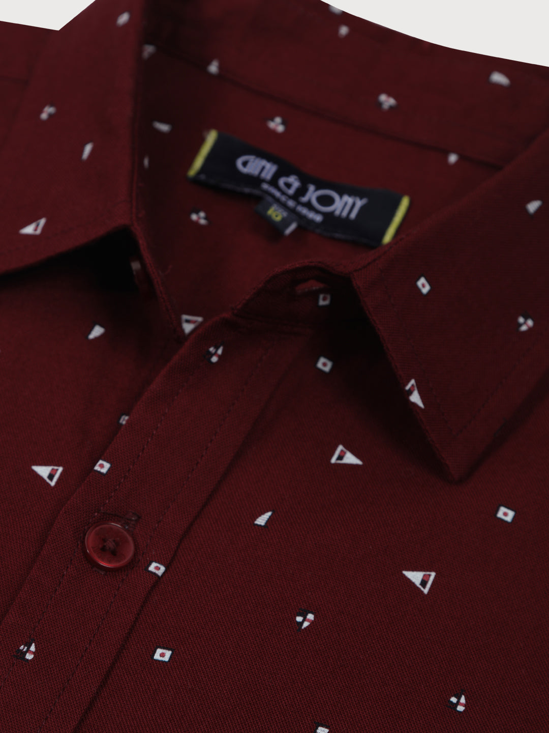 Boys Maroon Printed Cotton Shirt