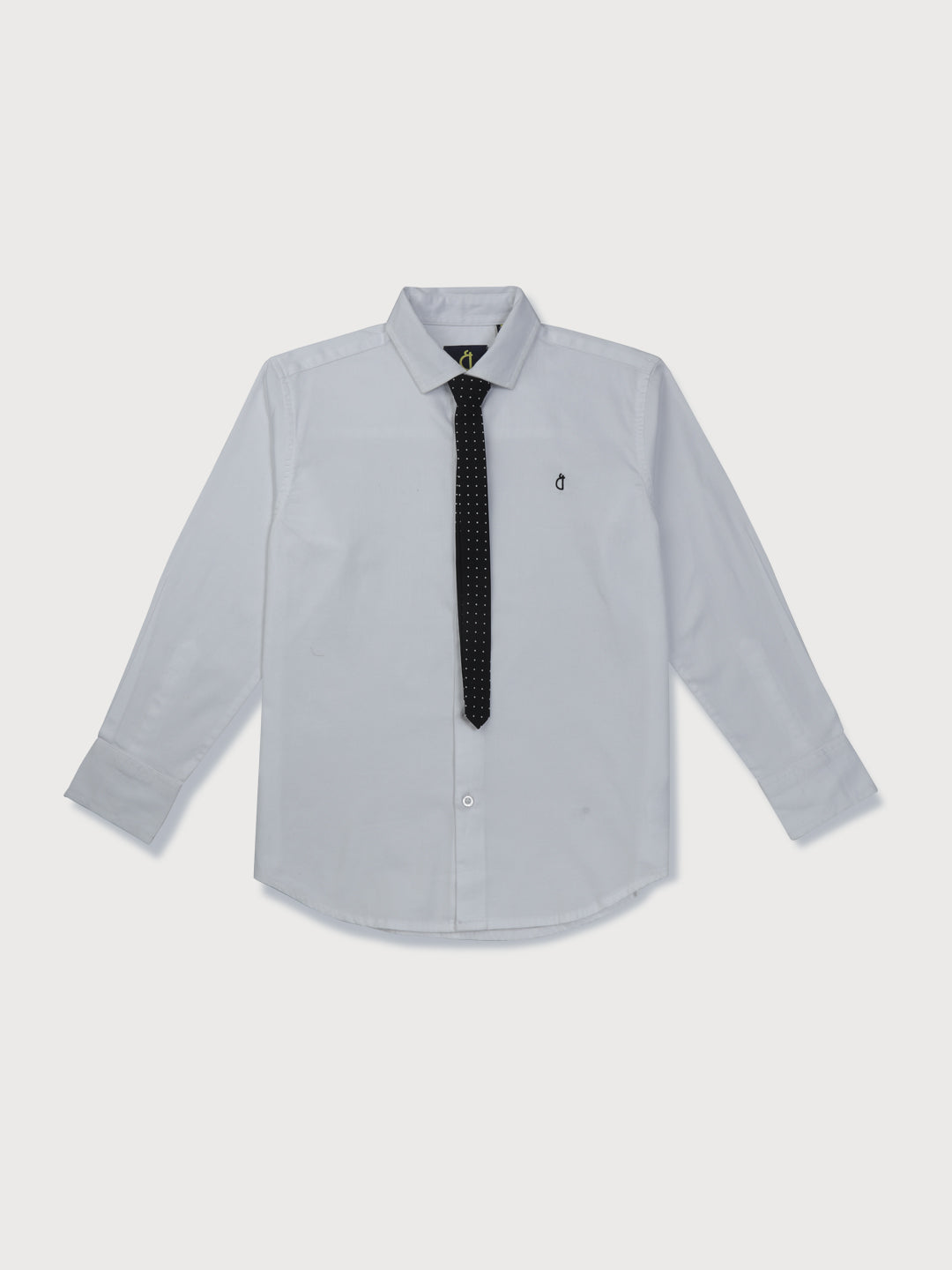 Boys White Solid Cotton Shirt