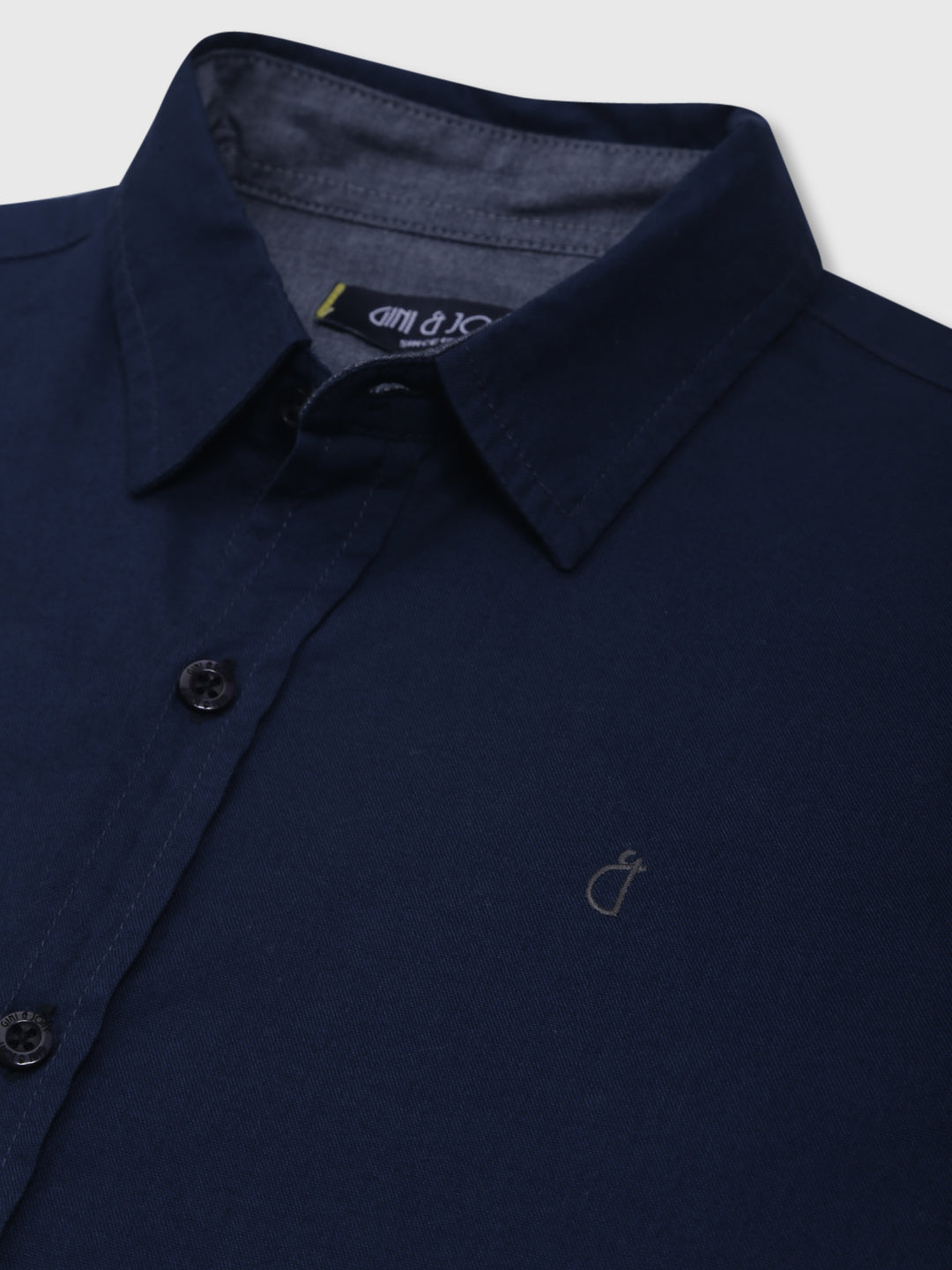 Boys Navy Blue Solid Cotton Shirt