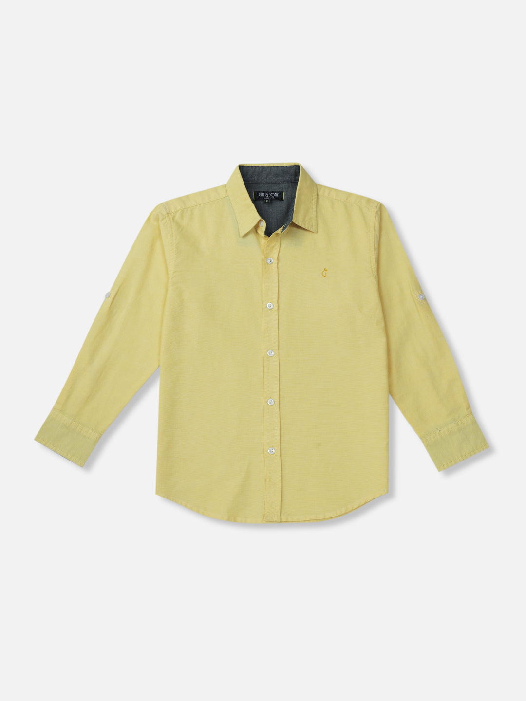 Boys Yellow Solid Cotton Shirt