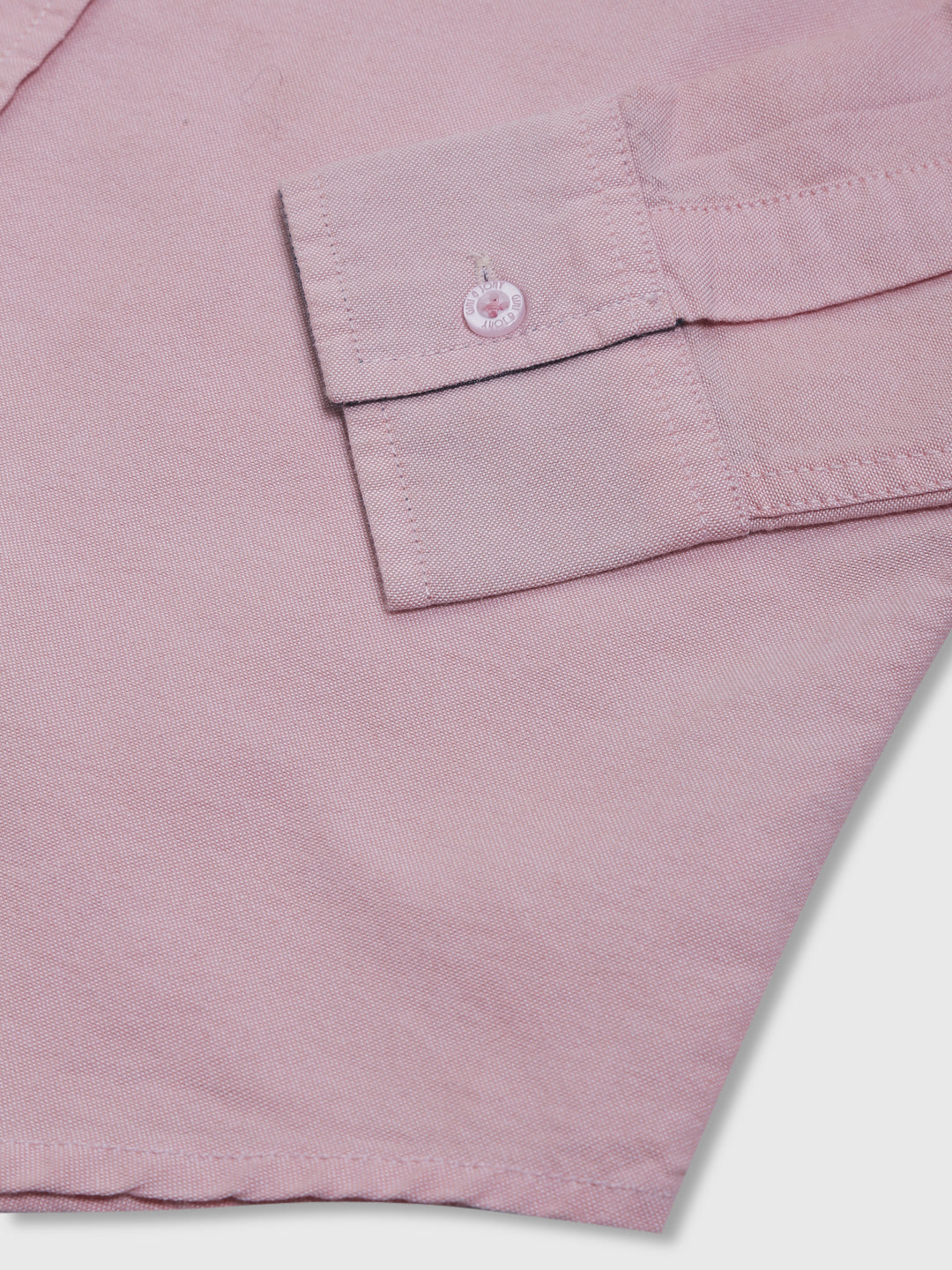 Boys Pink Solid Cotton Shirt