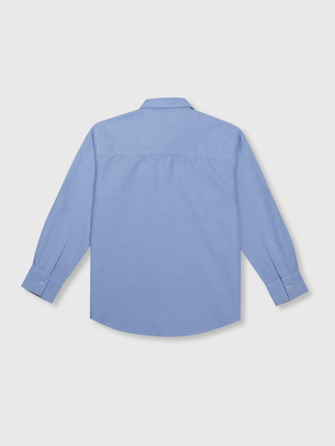 Boys Blue Solid Cotton Shirt