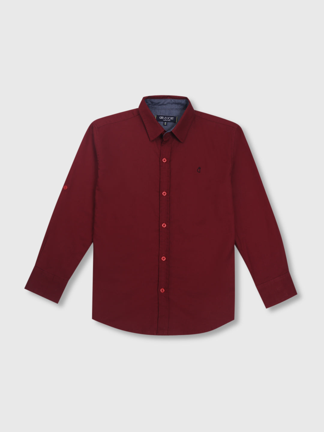 Boys Maroon Solid Cotton Shirt