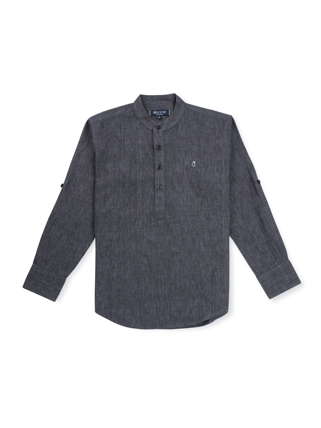 Boys Grey Solid Cotton Shirt