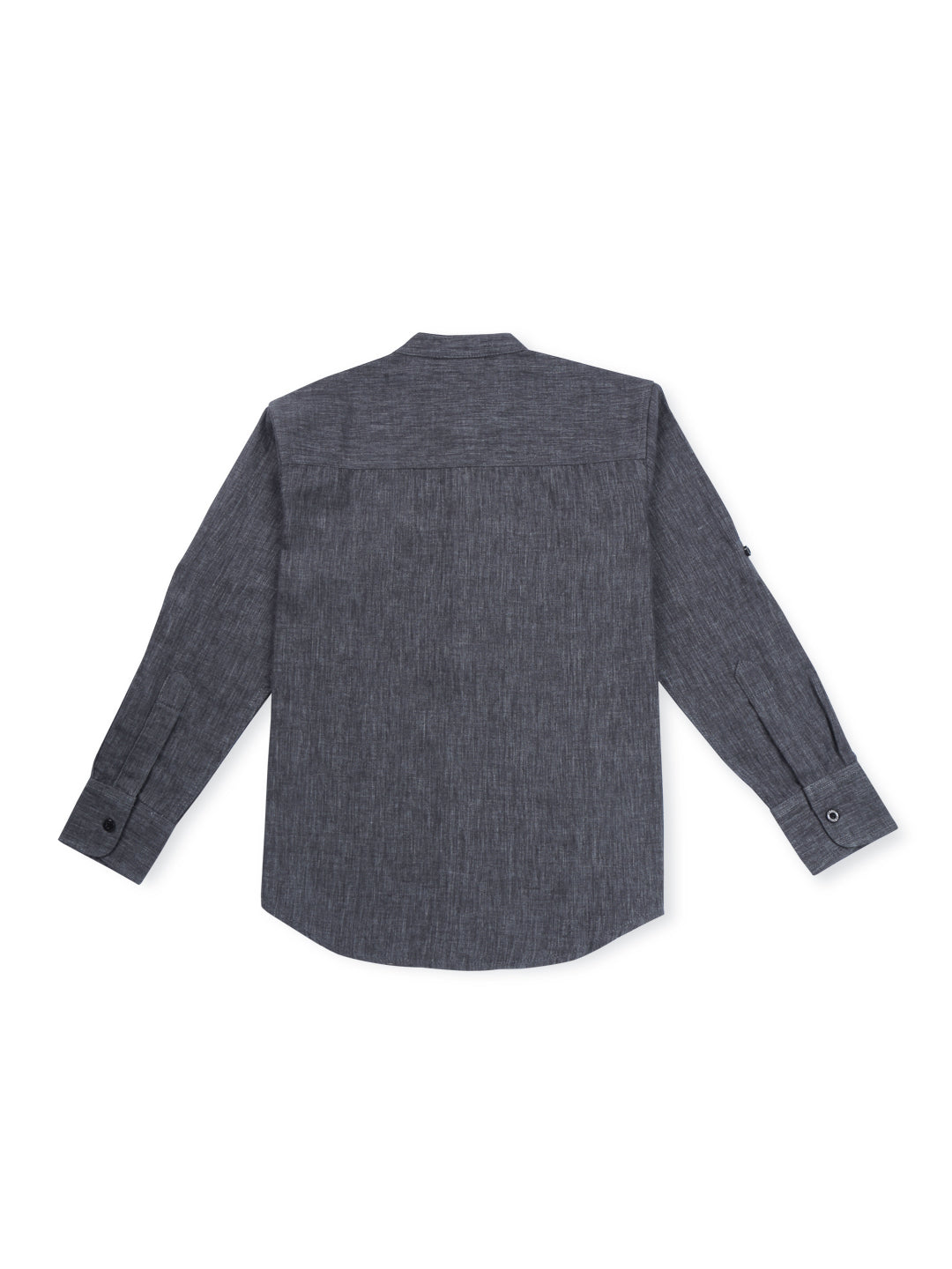 Boys Grey Solid Cotton Shirt