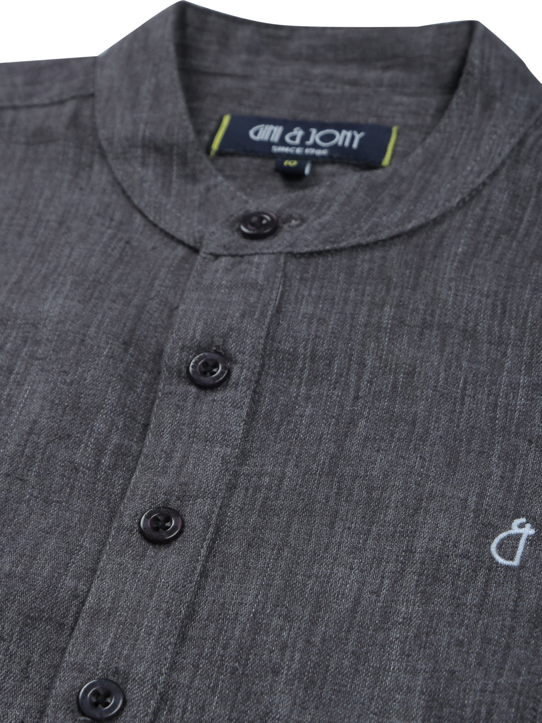 Boys Grey Solid Cotton Shirt