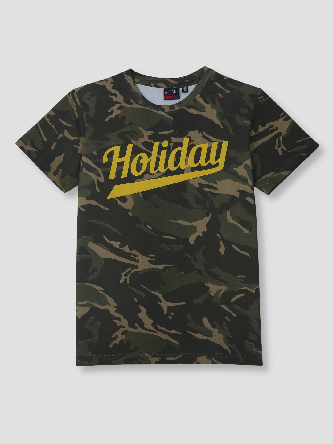 Boys Green Camouflage Knits T-Shirt