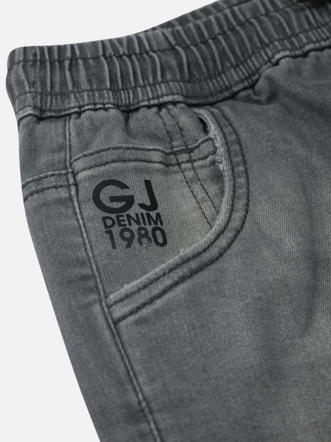 Boys Grey Solid Denim Bermuda