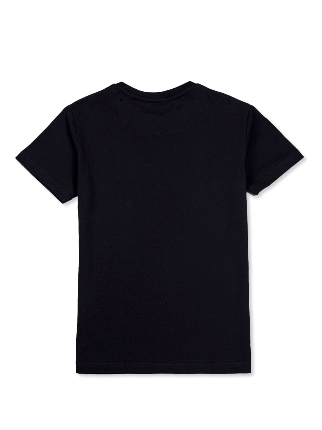 Boys Black Cotton Solid Half Sleeves T-Shirt