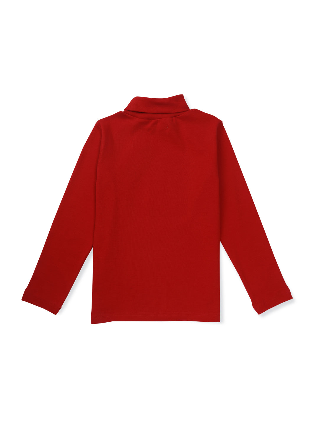 Girls Red Solid Cotton Skivvy