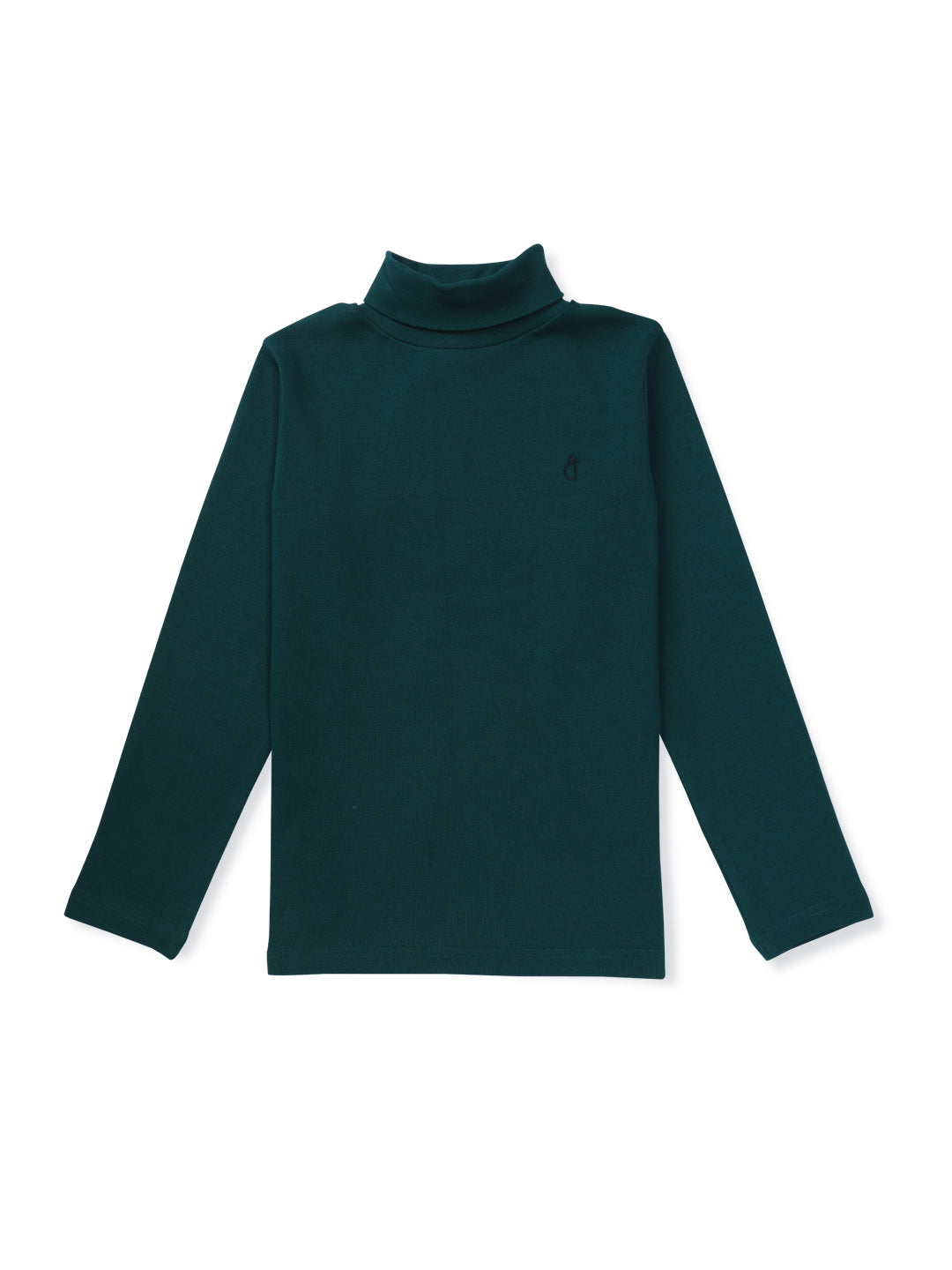 Girls Green Solid Cotton Skivvy