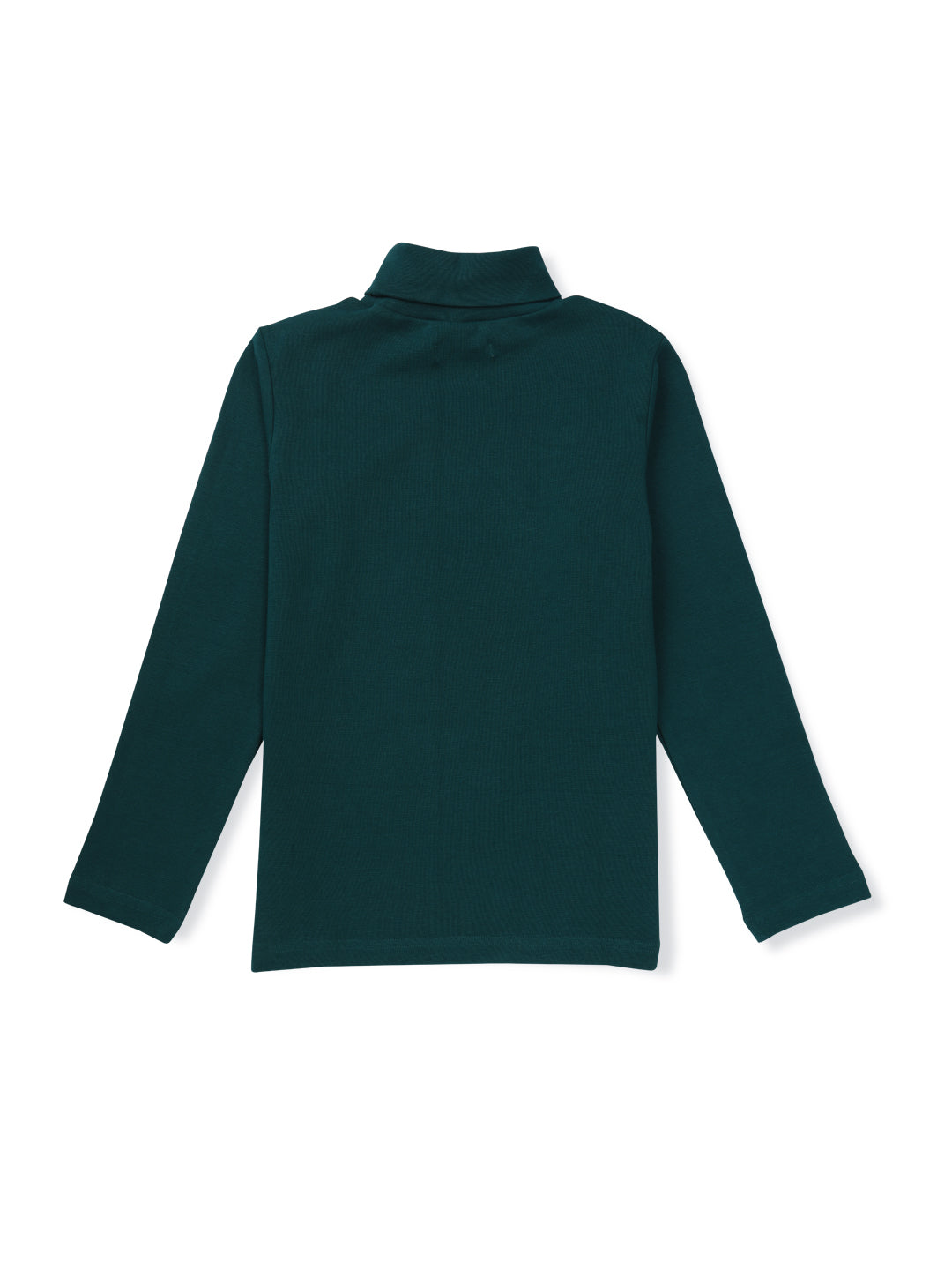 Girls Green Solid Cotton Skivvy
