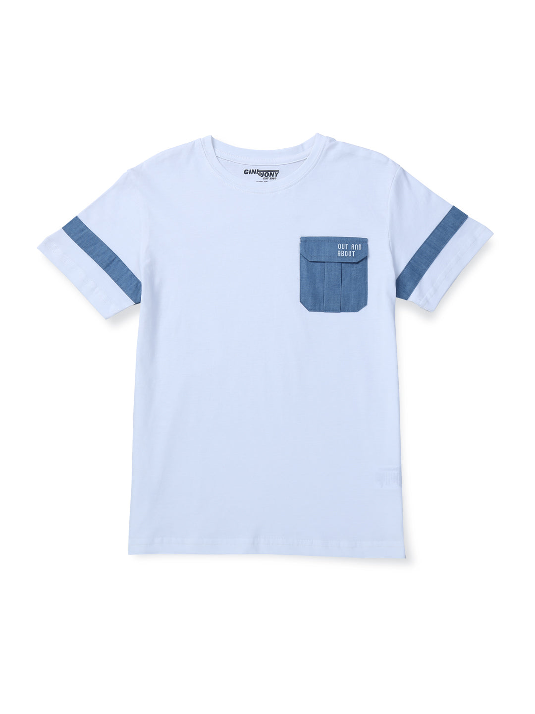 Boys White Cotton Solid T-Shirt