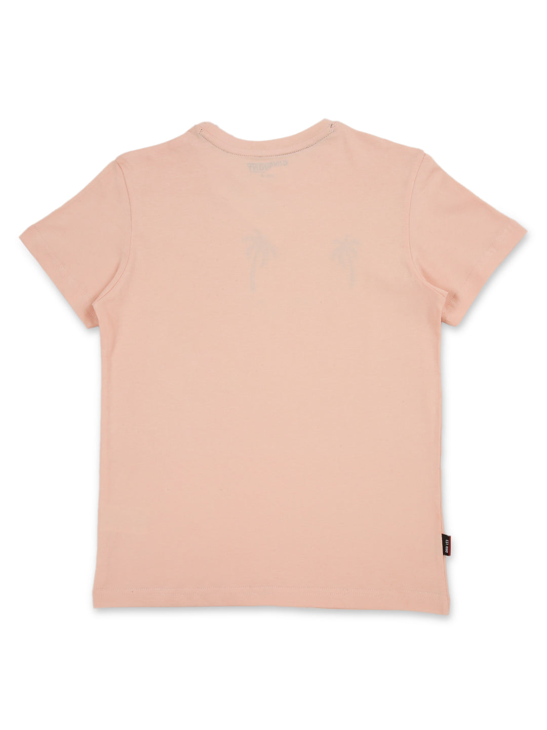Boys Peach Cotton Solid T-Shirt