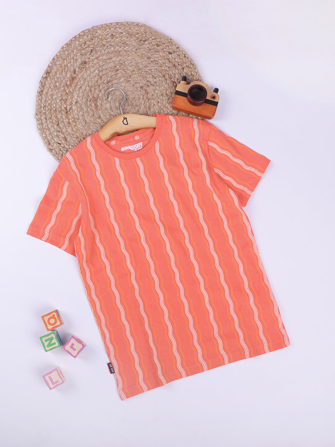 Boys Coral Cotton Printed T-Shirt