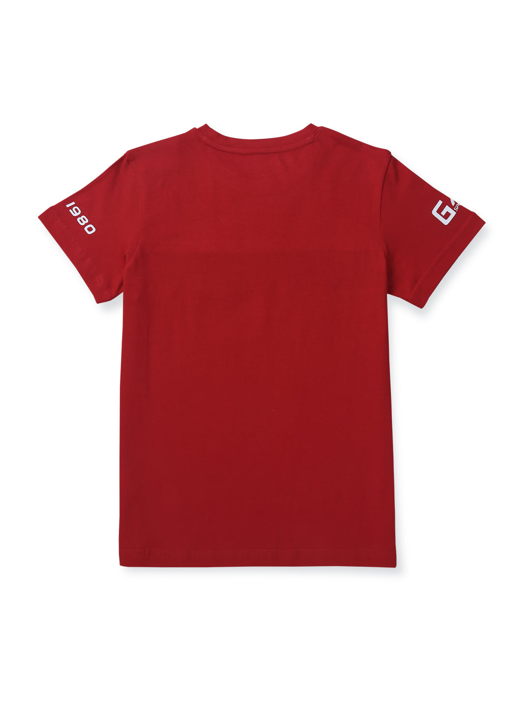 Boys Red Cotton Solid T-Shirt