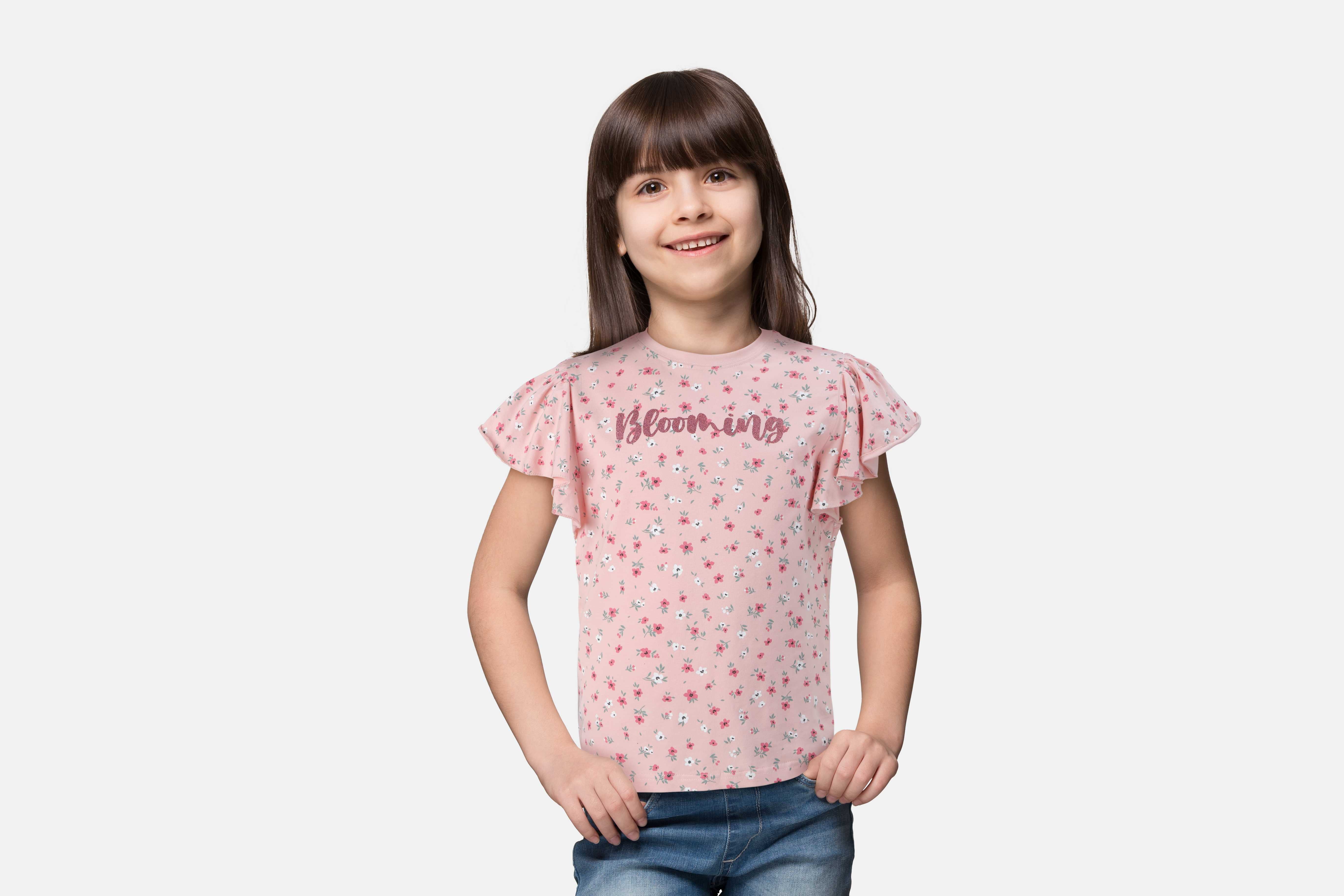 Girls Pink Cotton Solid Knits Top
