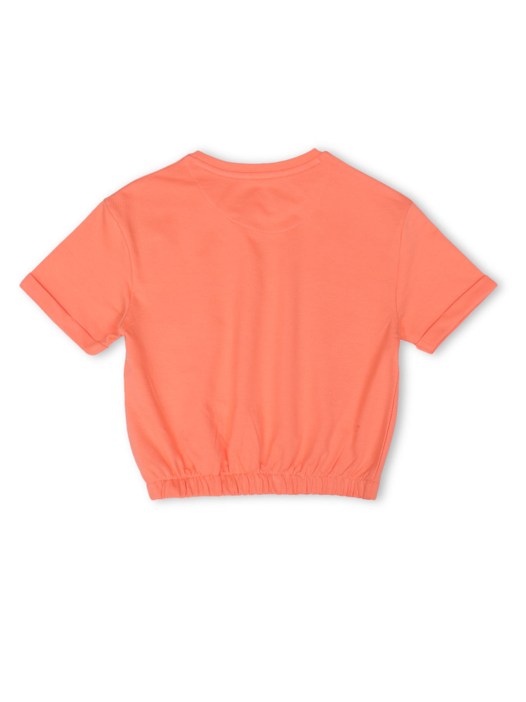 Girls Coral Cotton Solid Knits Top