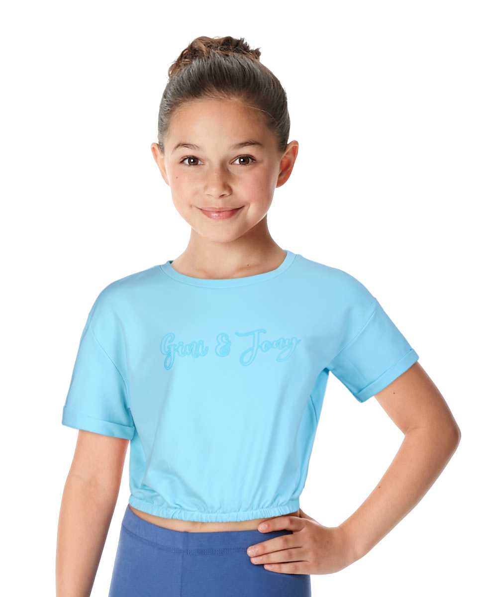 Girls Blue Cotton Solid Knits Top