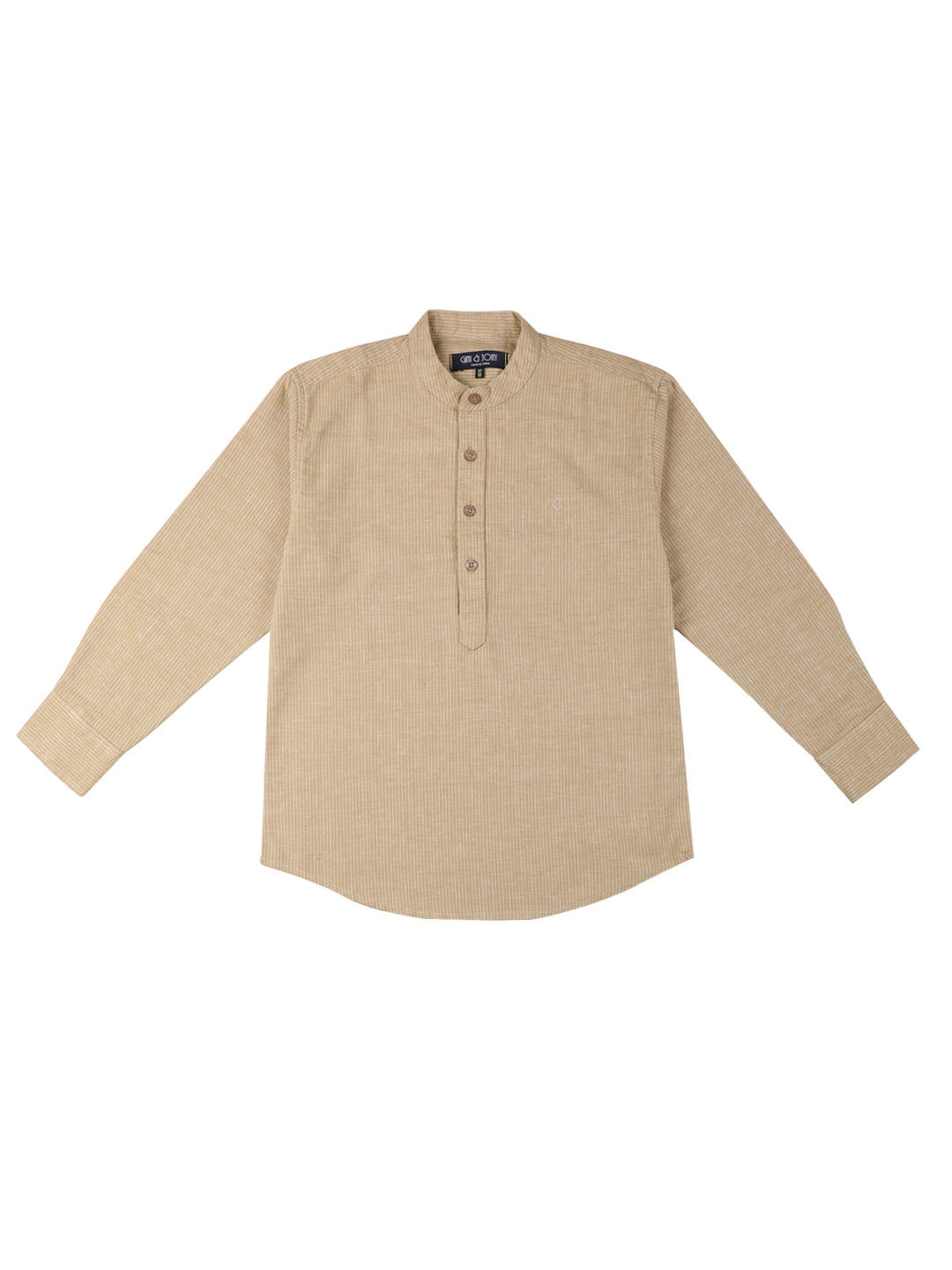 Boys Cream Solid Cotton Shirt