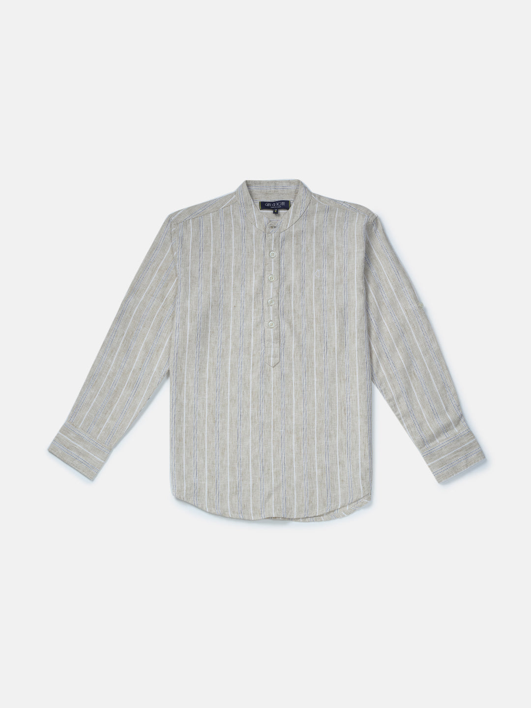 Boys Grey Striped Cotton Shirt