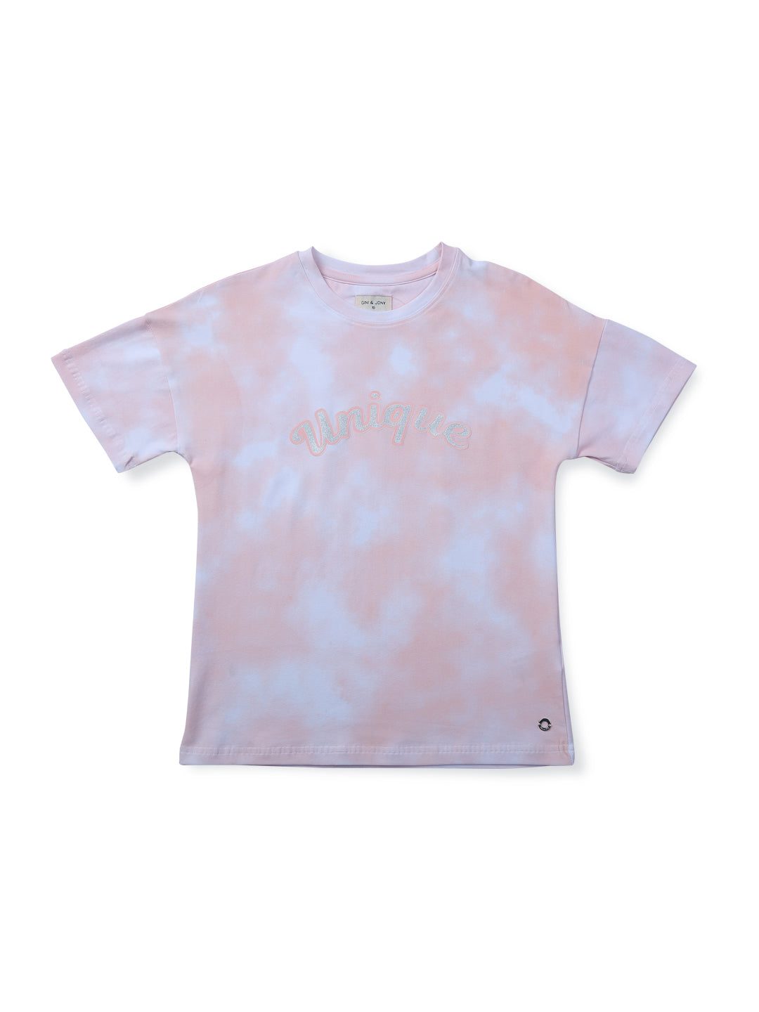 Girls Pink Cotton Tie and Dye Knits Top