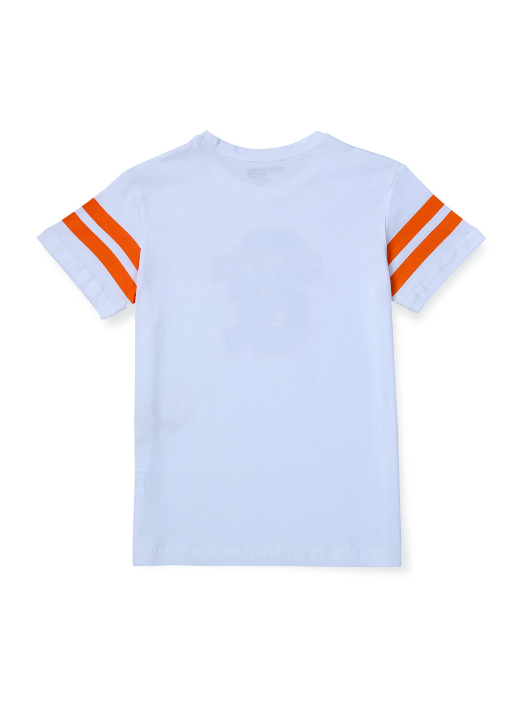 Boys White Cotton Solid T-Shirt