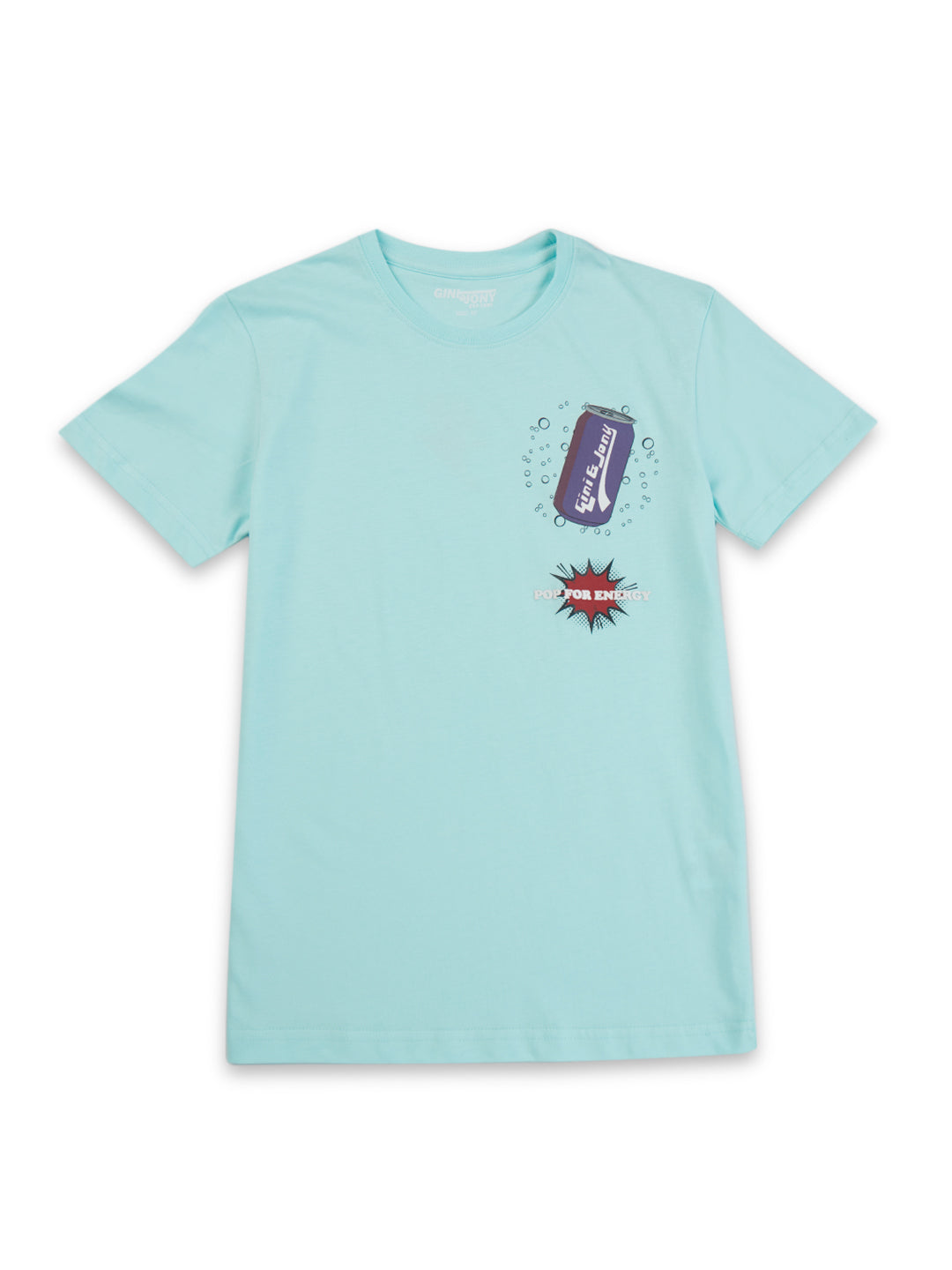 Boys Turquoise Cotton Solid T-Shirt