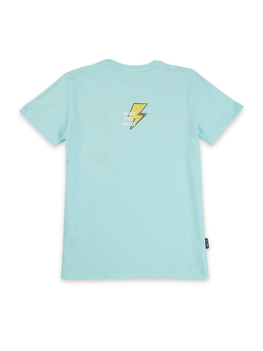 Boys Turquoise Cotton Solid T-Shirt