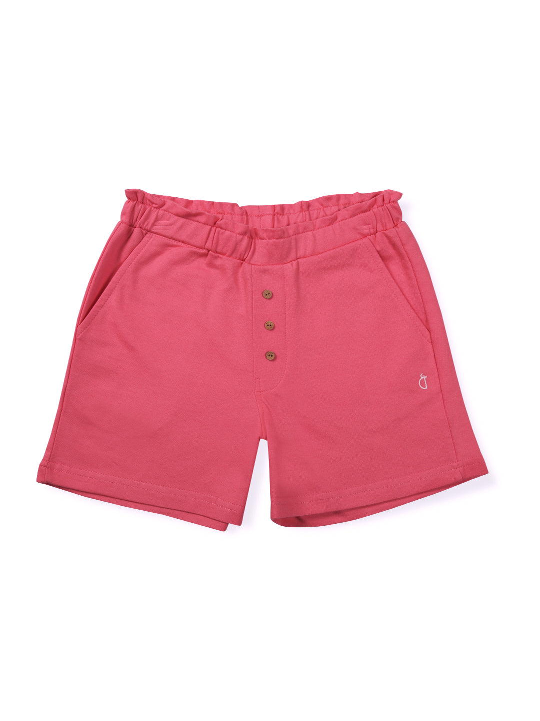Girls Pink Cotton Solid Shorts
