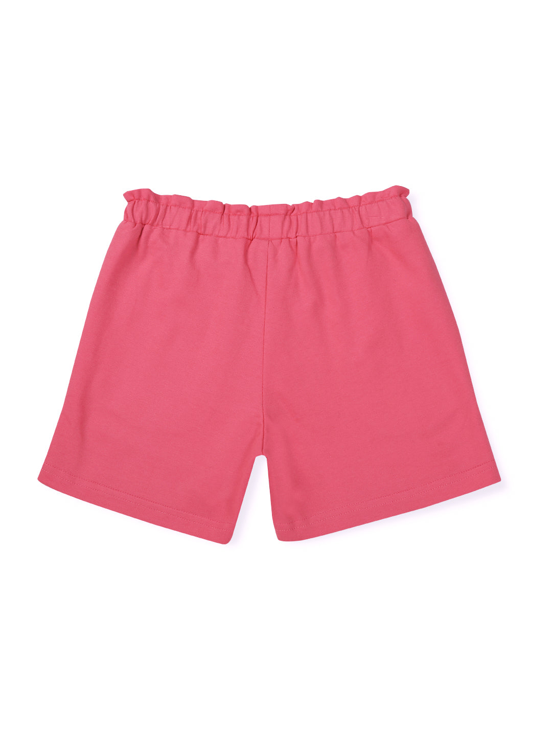 Girls Pink Cotton Solid Shorts