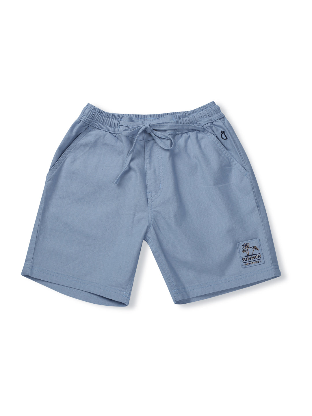 Boys Blue Cotton Solid Shorts