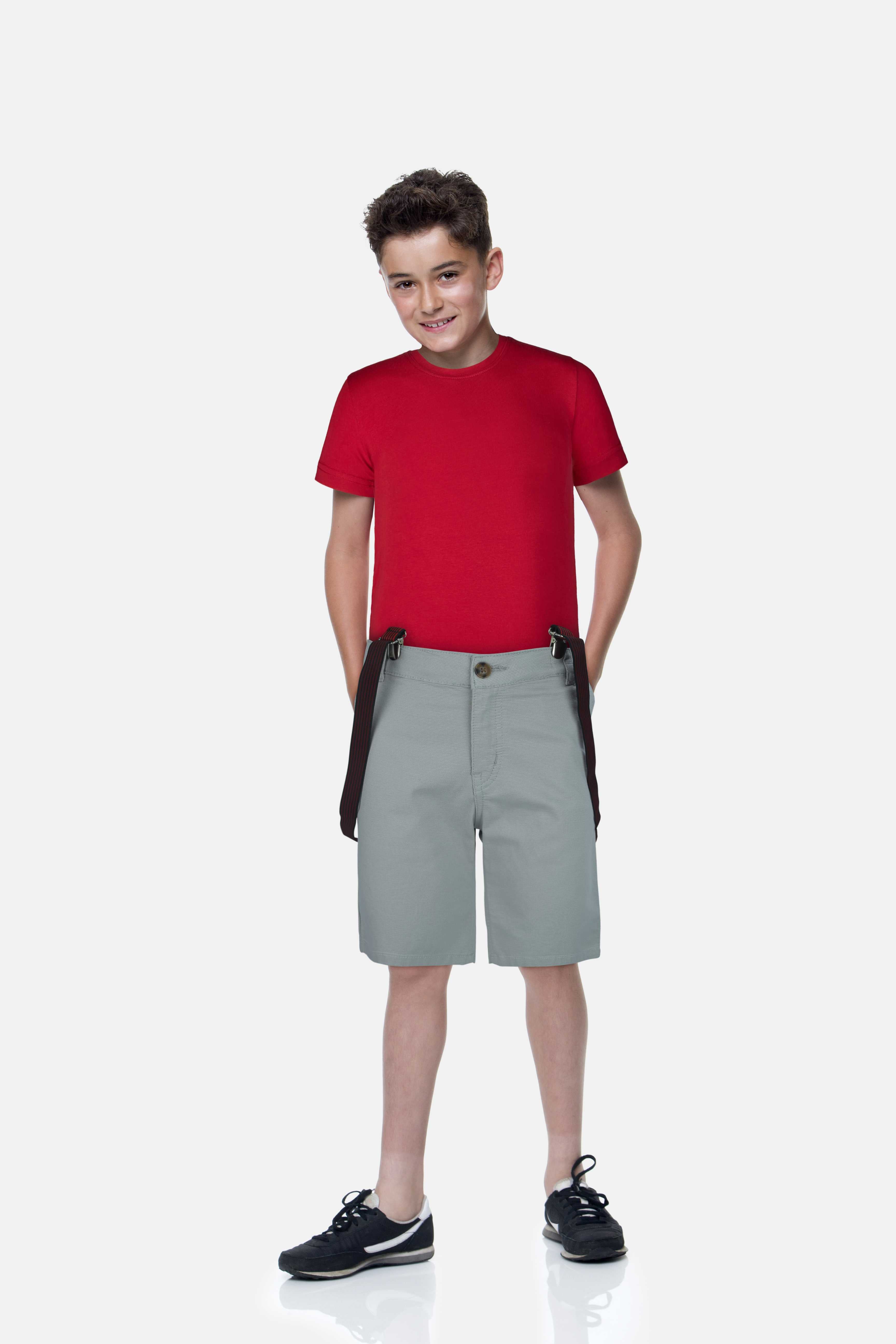 Boys Grey Cotton Solid Bermuda