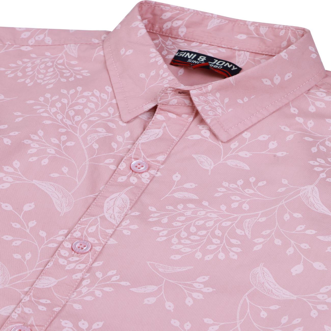 Boys Pink Cotton Printed Half Sleeves Shirt