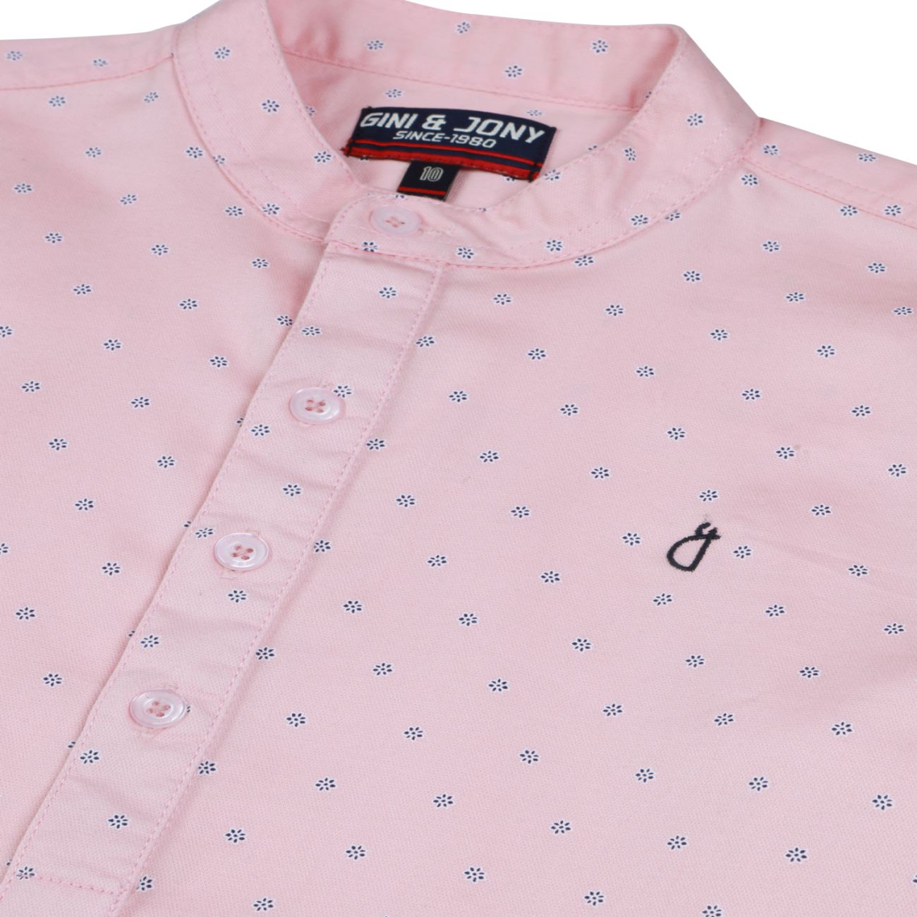Boys Pink Cotton Printed Full Sleeves Shirt