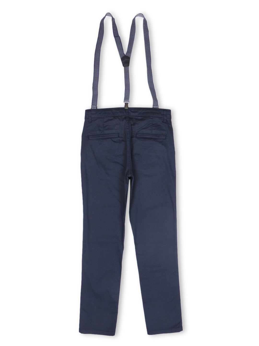 Boys Navy Blue Cotton Solid Trouser