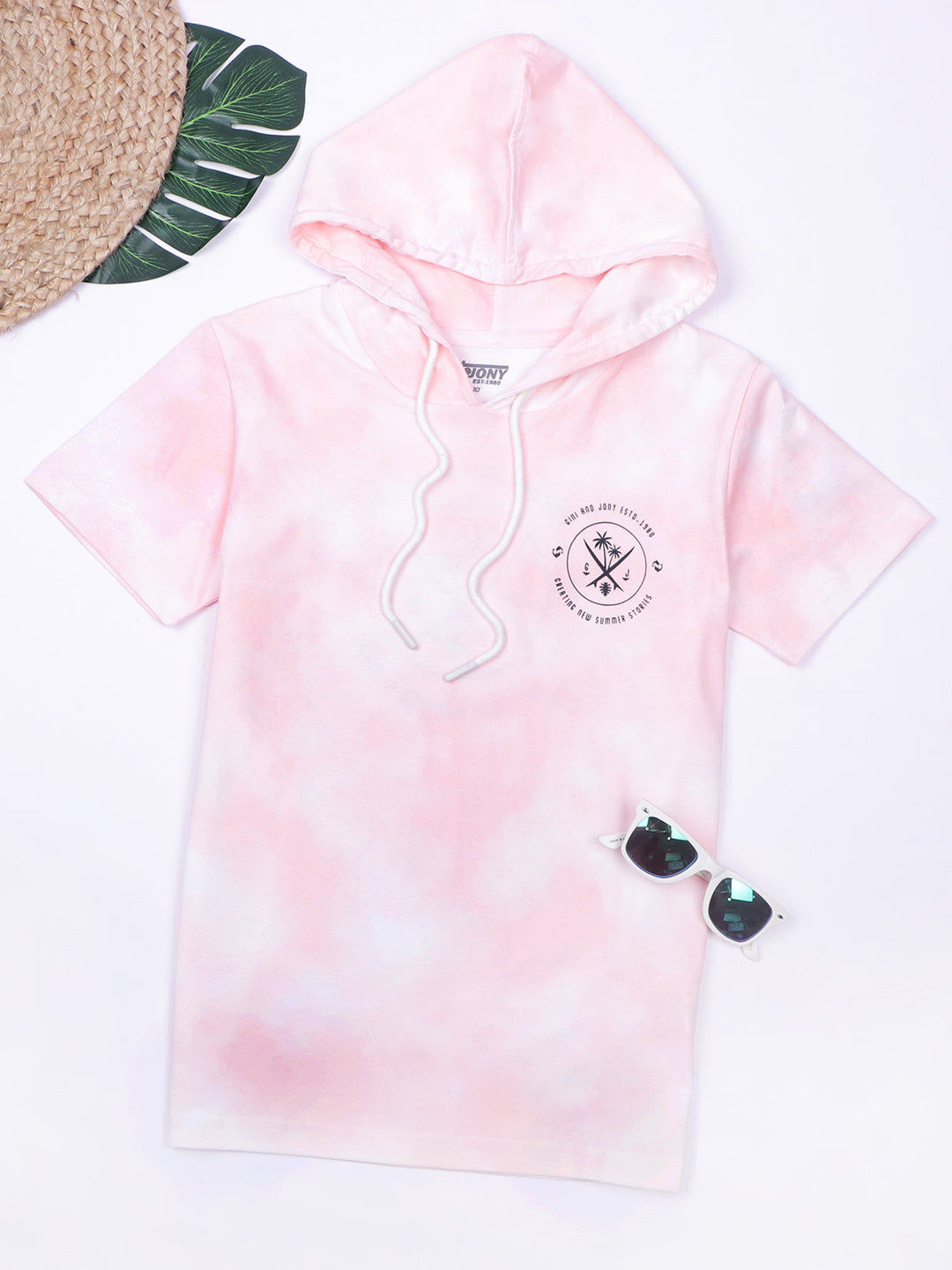 Boys Pink Cotton Tie and Dye T-Shirt