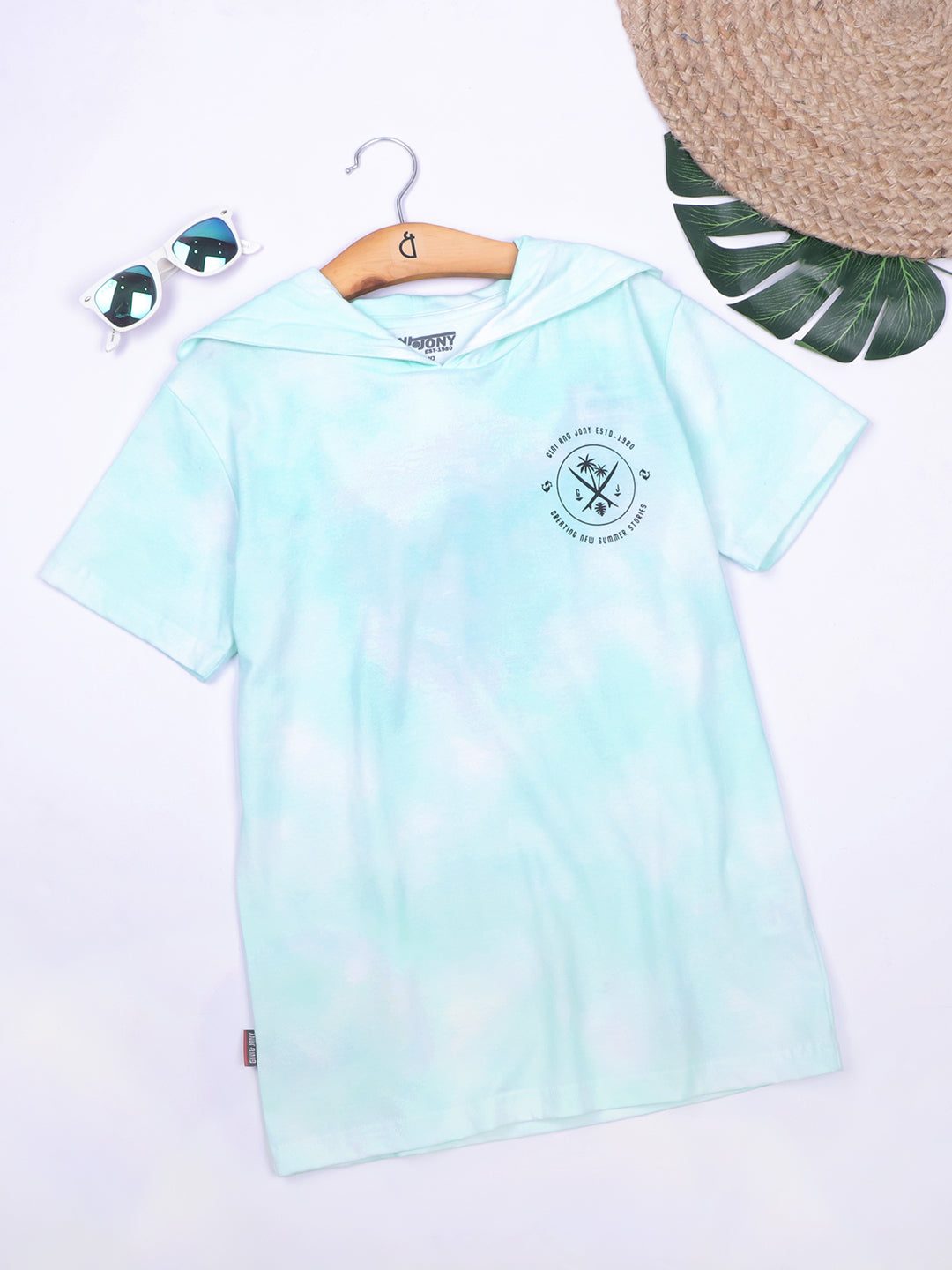 Boys Green Cotton Tie and Dye T-Shirt