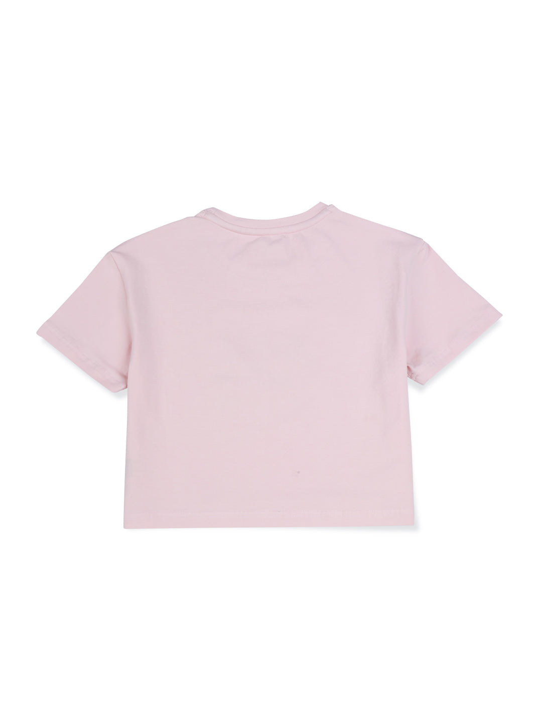Girls Peach Cotton Solid Knits Top