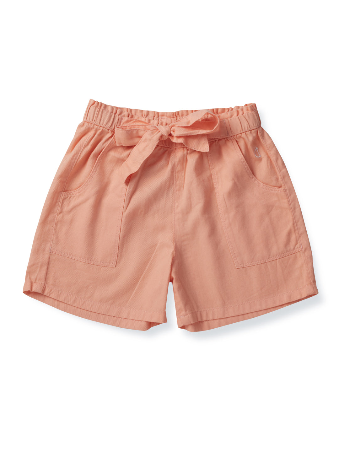 Girls Peach Cotton Solid Shorts