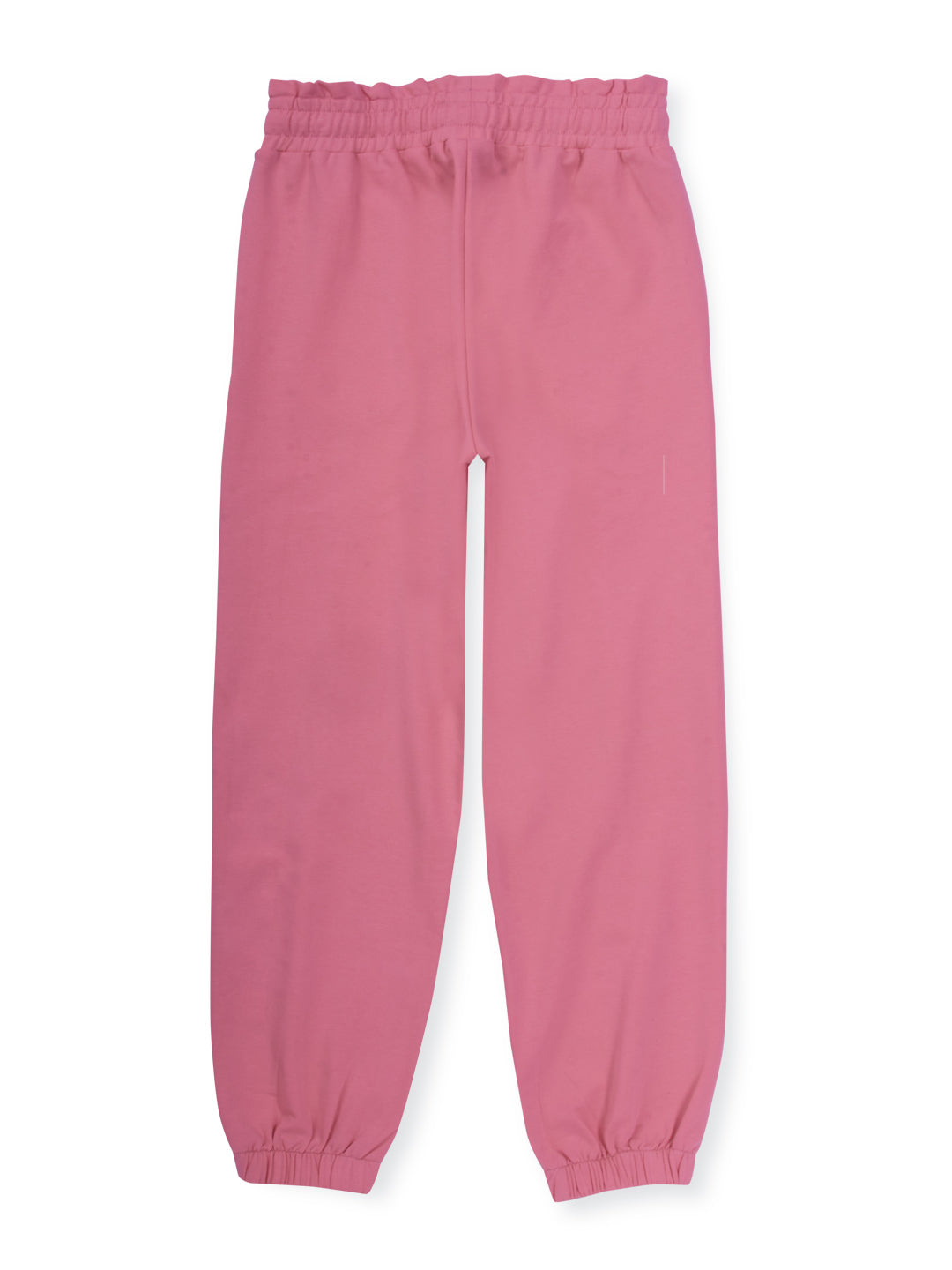 Girls Pink Cotton Solid Track Pant