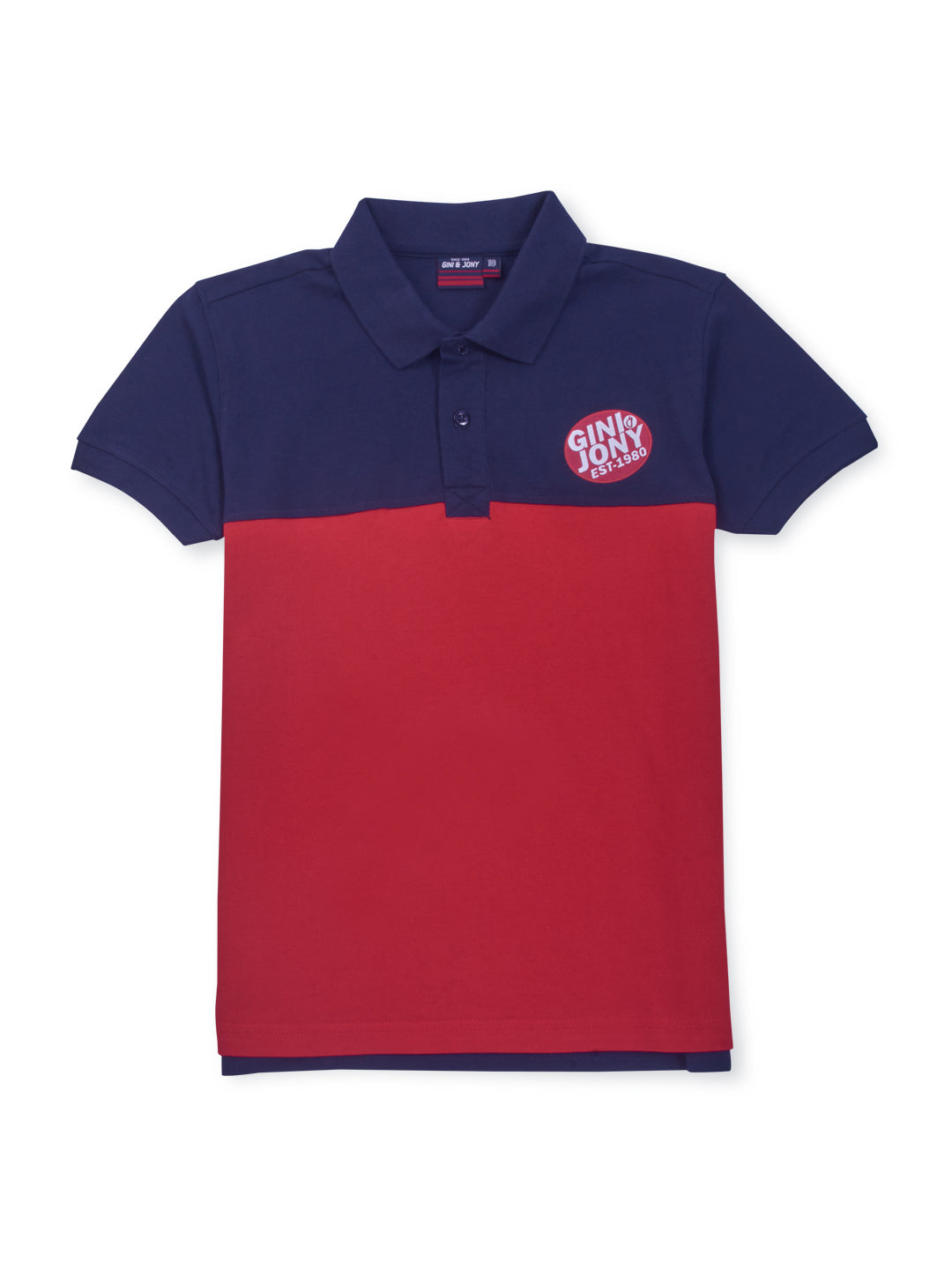 Boys Navy Blue Cotton Solid Polo T-Shirt