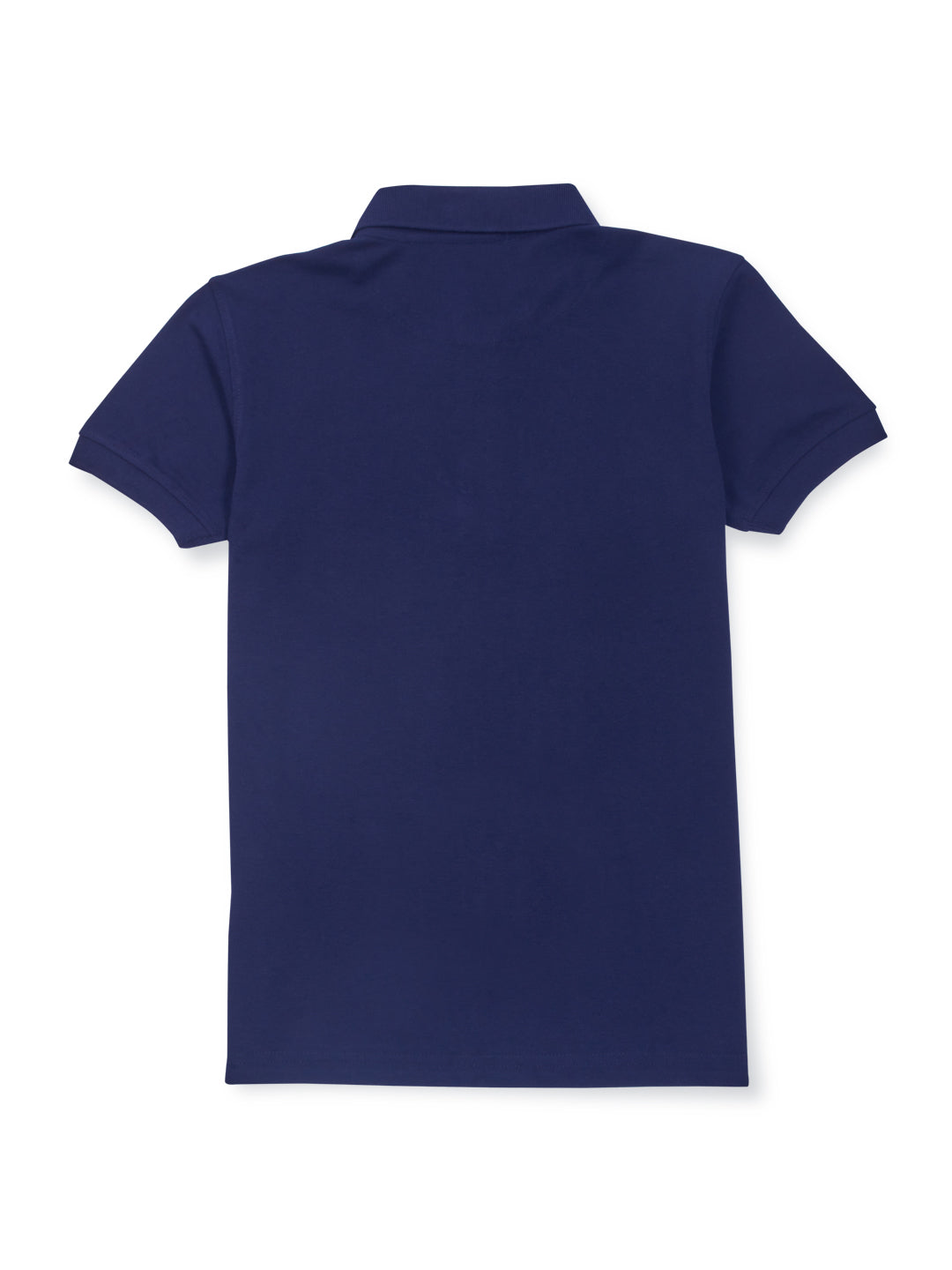 Boys Navy Blue Cotton Solid Polo T-Shirt