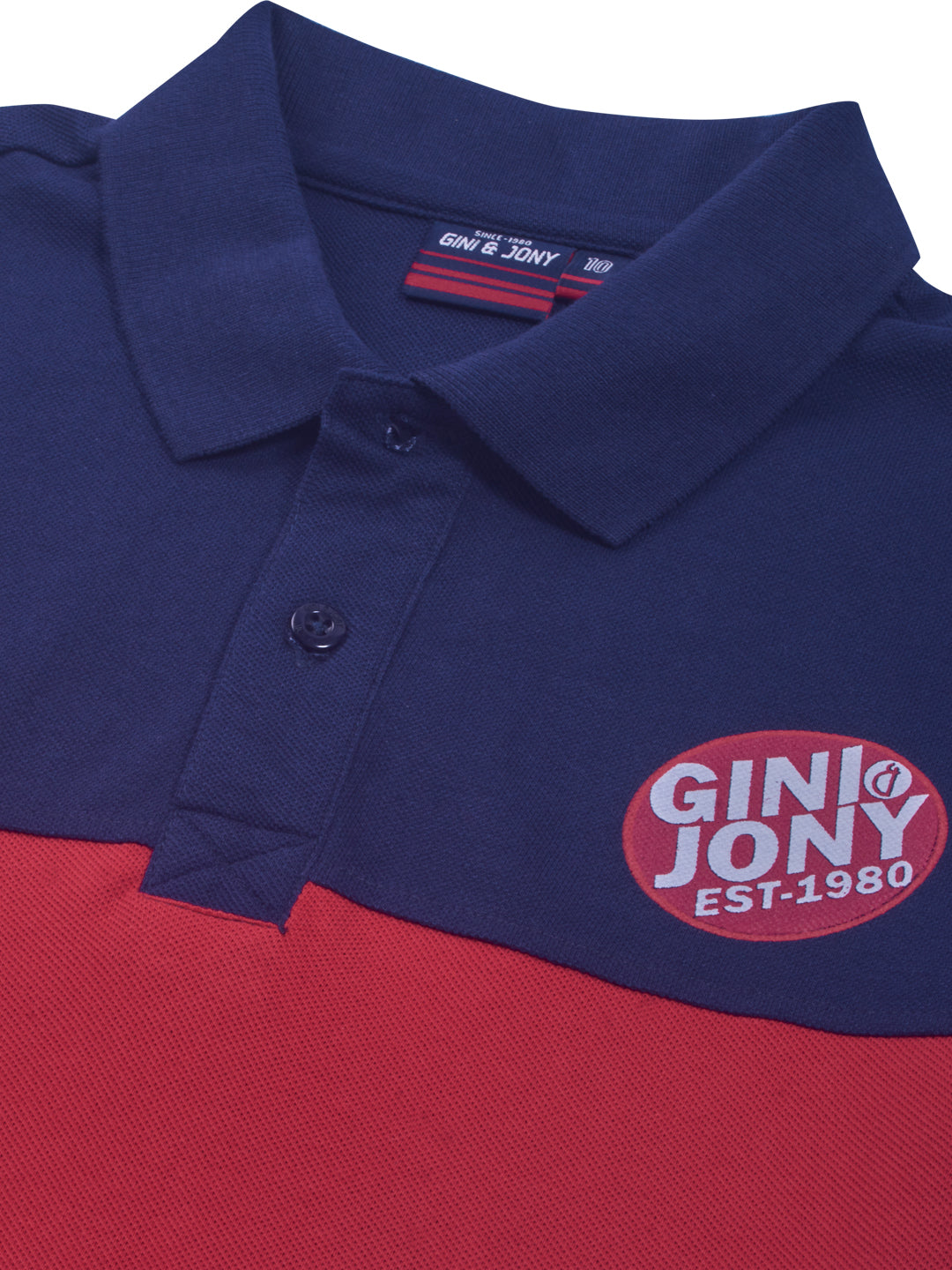 Boys Navy Blue Cotton Solid Polo T-Shirt