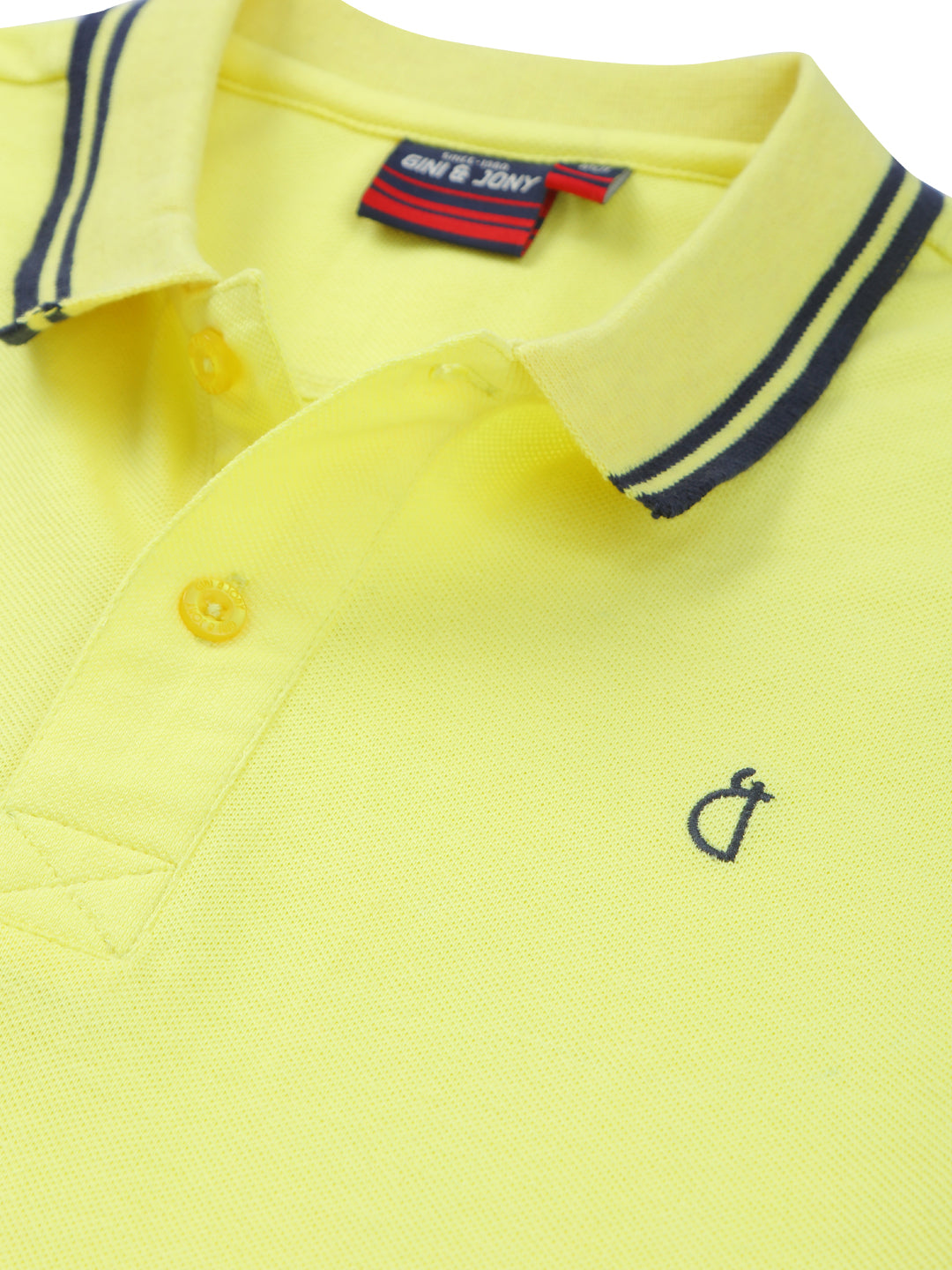 Boys Yellow Cotton Solid Polo T-Shirt