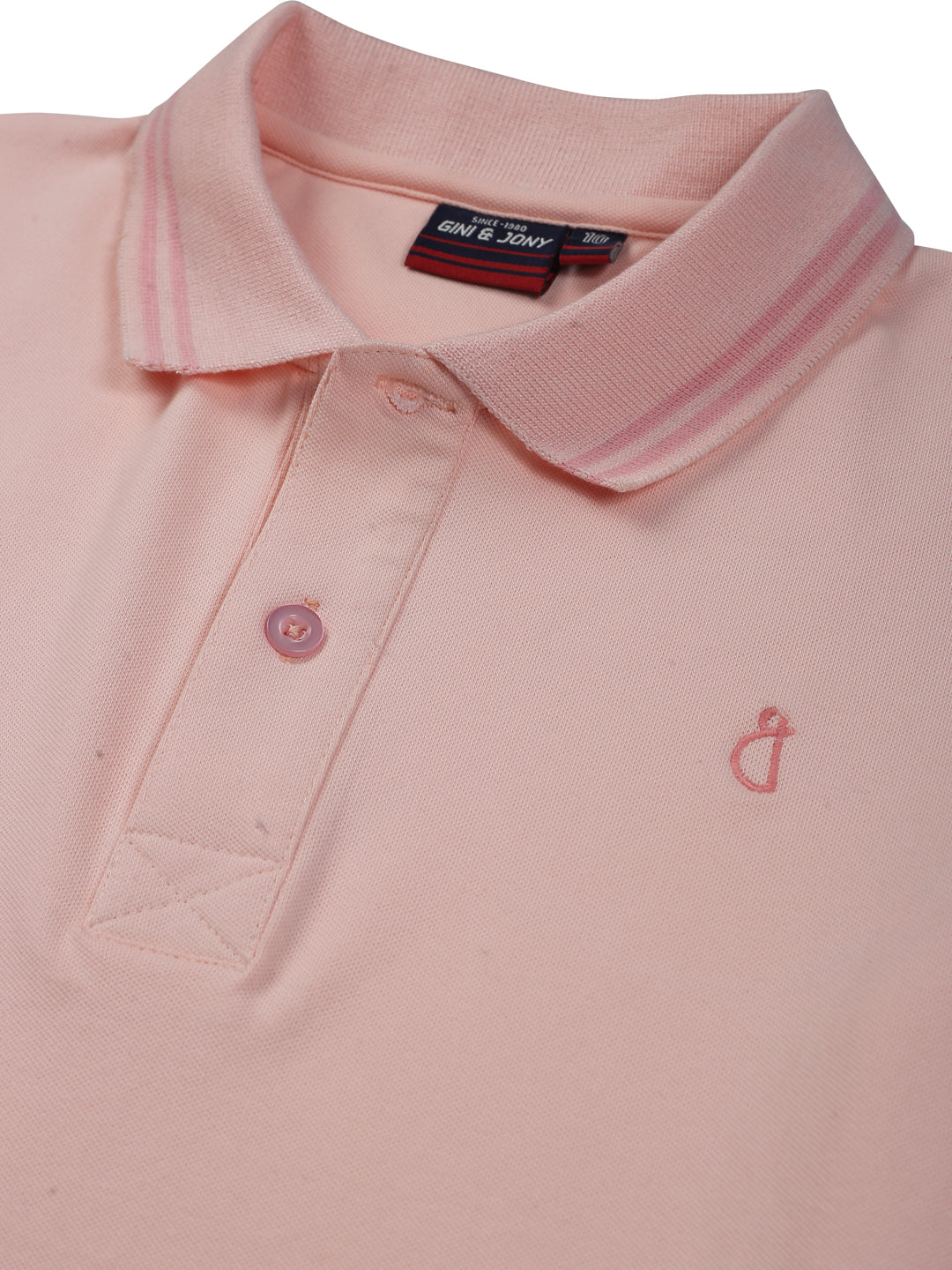Boys Pink Cotton Solid Polo T-Shirt