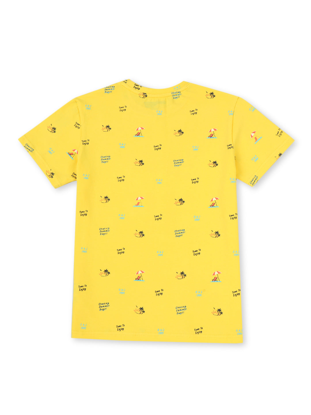 Boys Yellow Cotton Printed T-Shirt