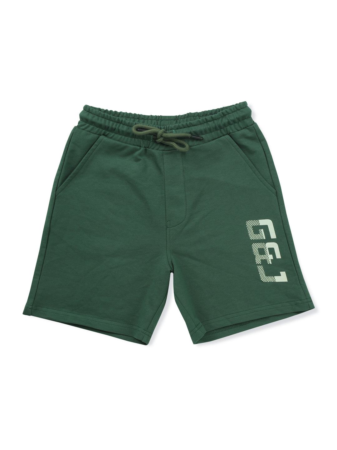 Boys Green Cotton Solid Shorts